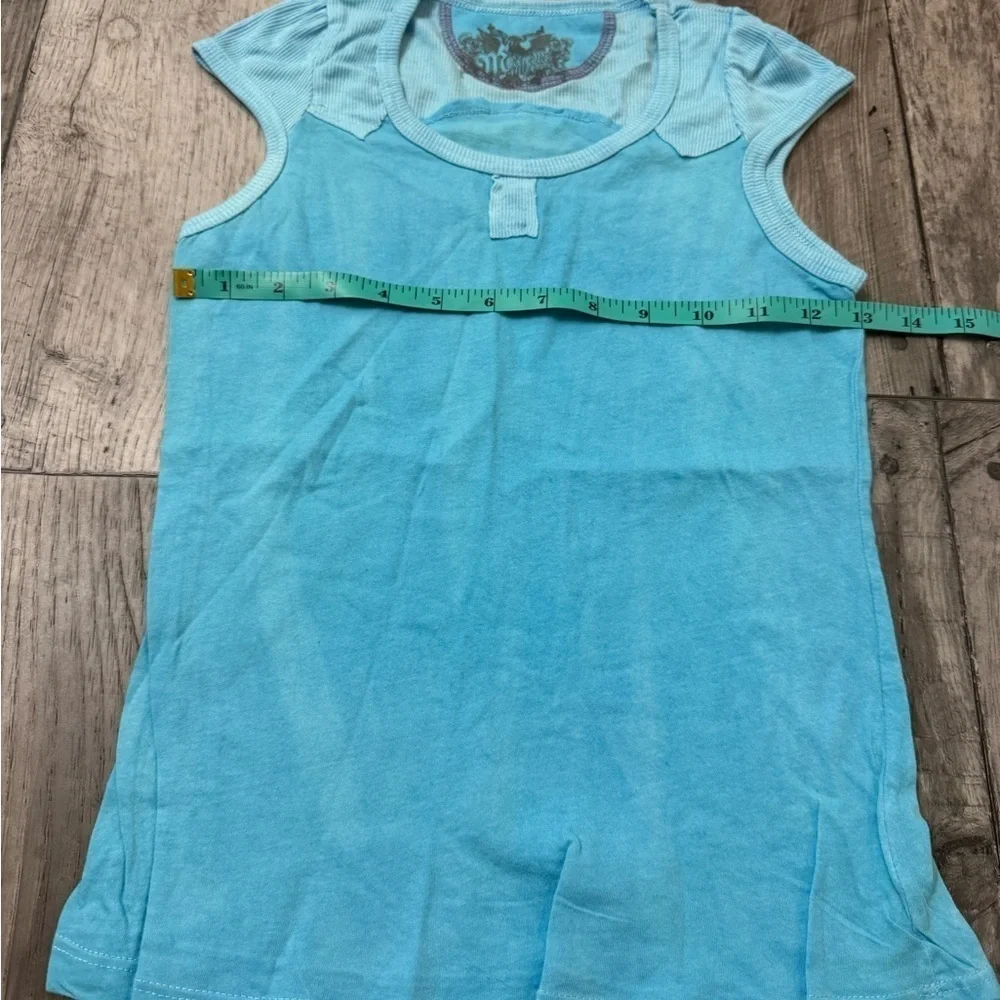 2000s Y2k Miss Me Blue NEW Cap Sleeve Baby Tee Lightweight Womens Large Fitted